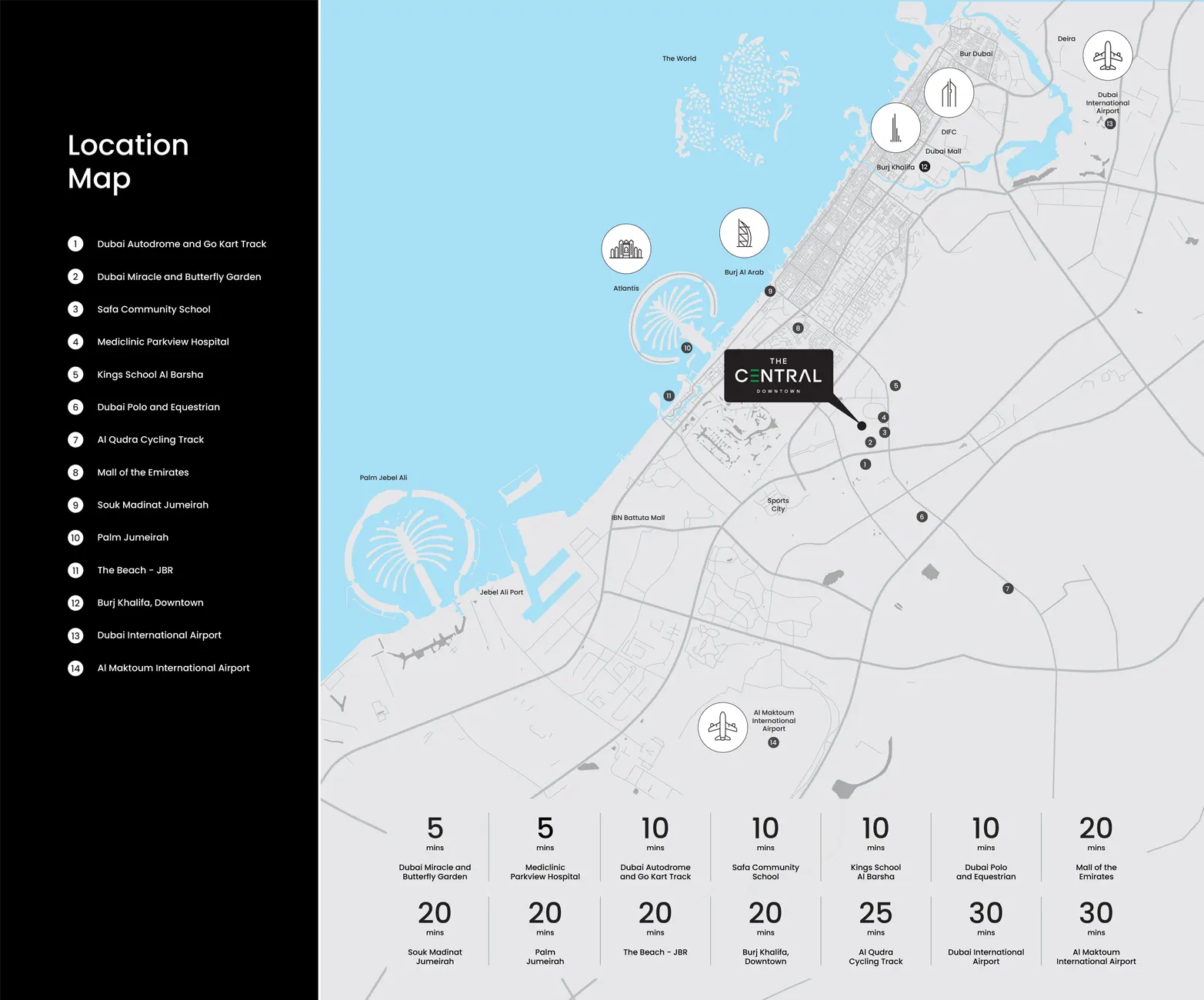 The Central Downtown location map