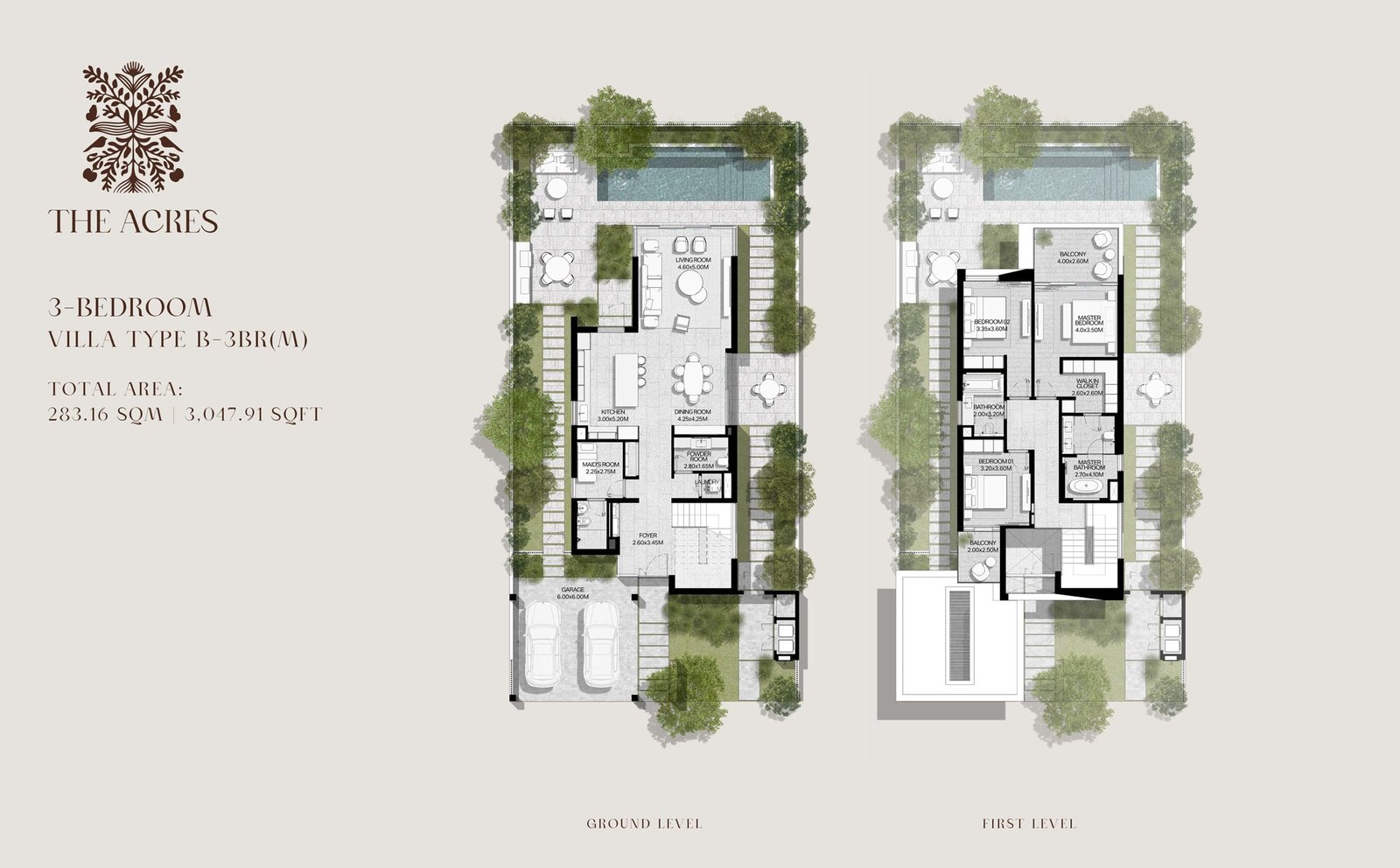 3 Bedrooms + Maid floor plan
