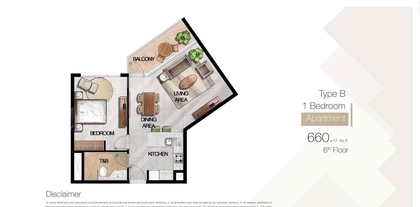 1 Bedroom floor plan