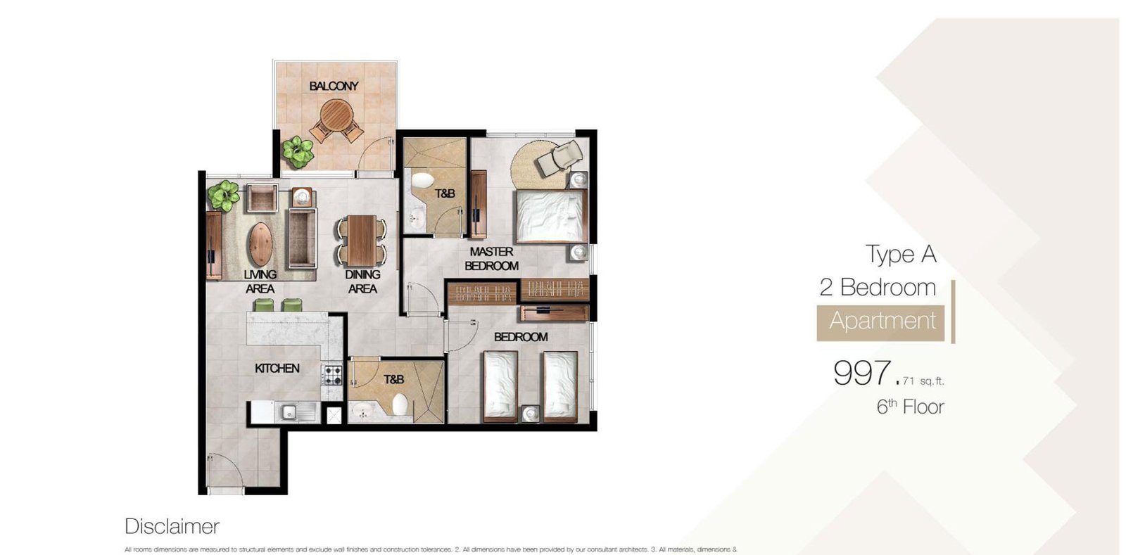 2 Bedrooms floor plan