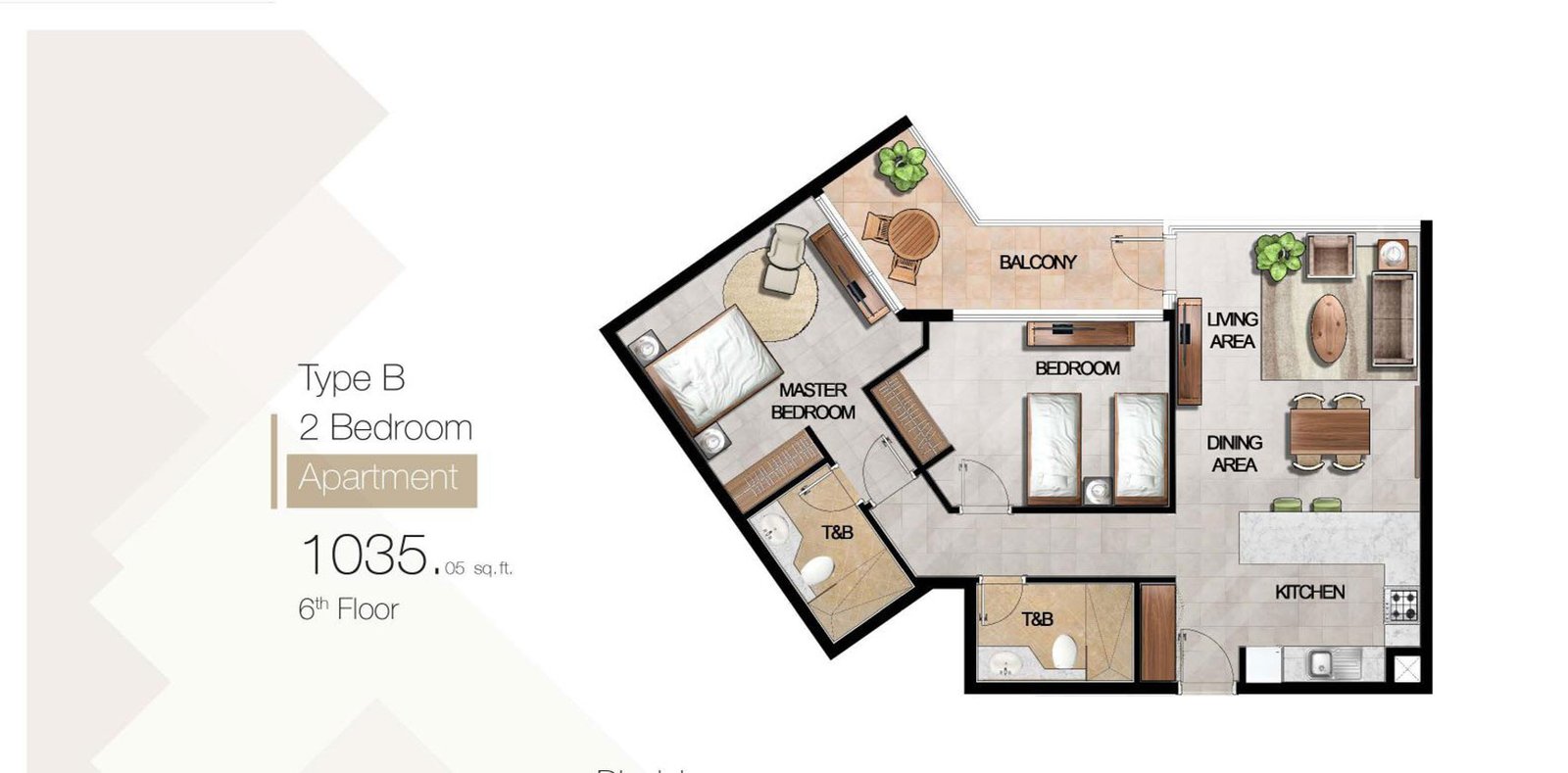 2 Bedrooms floor plan