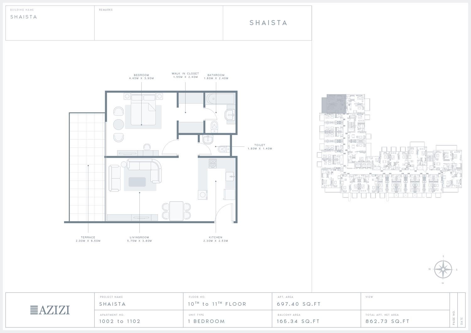 1 Bedroom floor plan