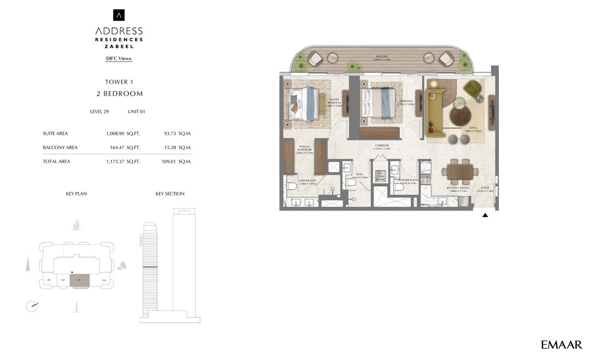 2 Bedrooms floor plan