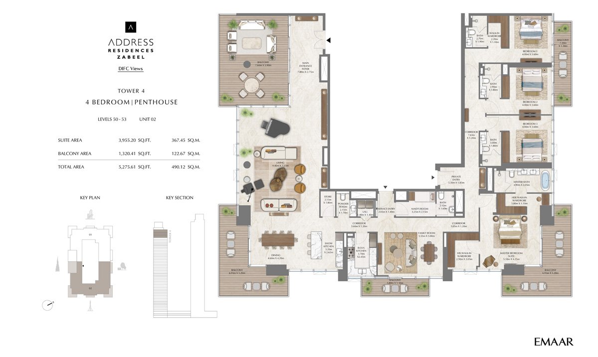 4 Bedrooms + Maid floor plan