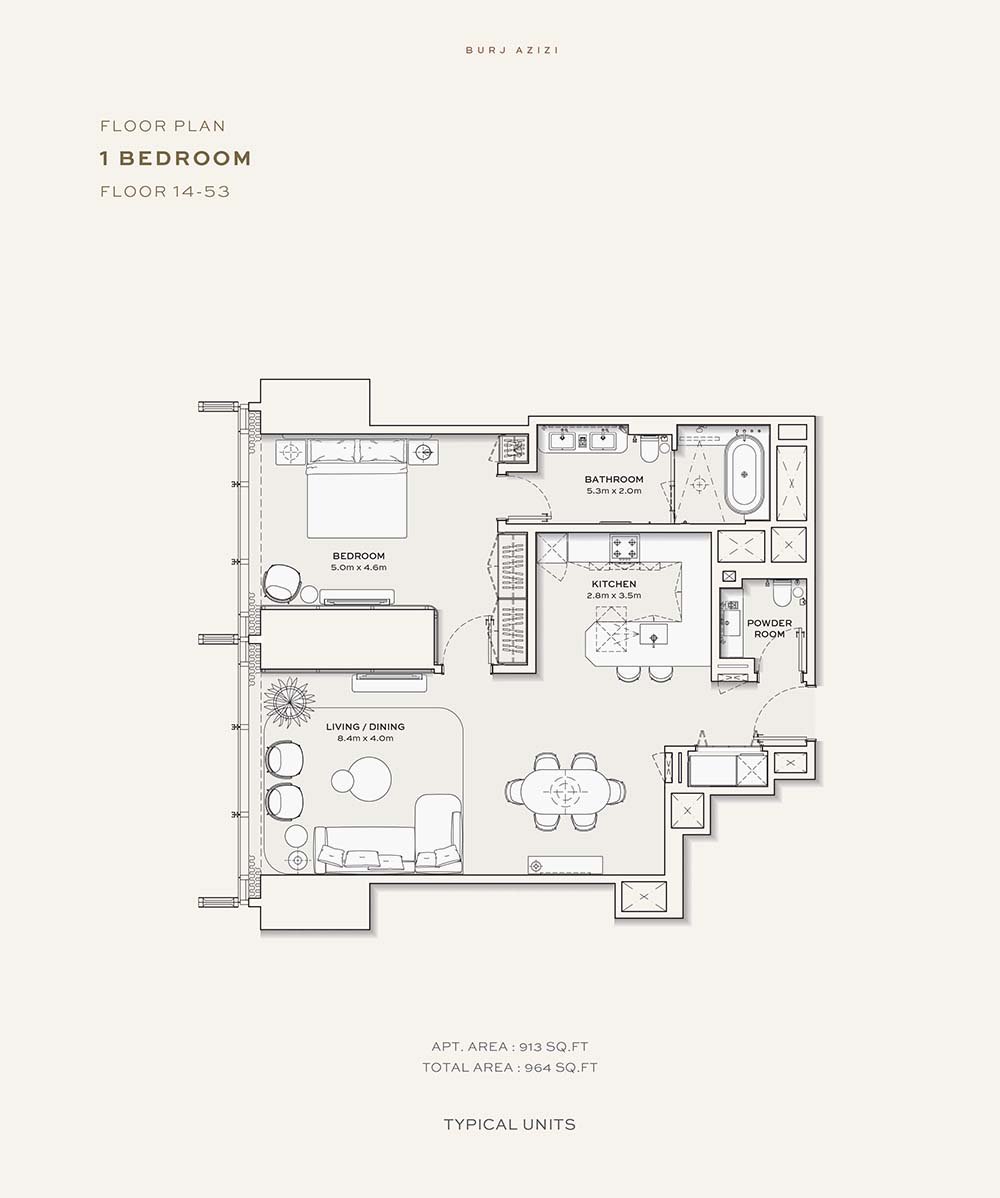 1 Bedroom floor plan