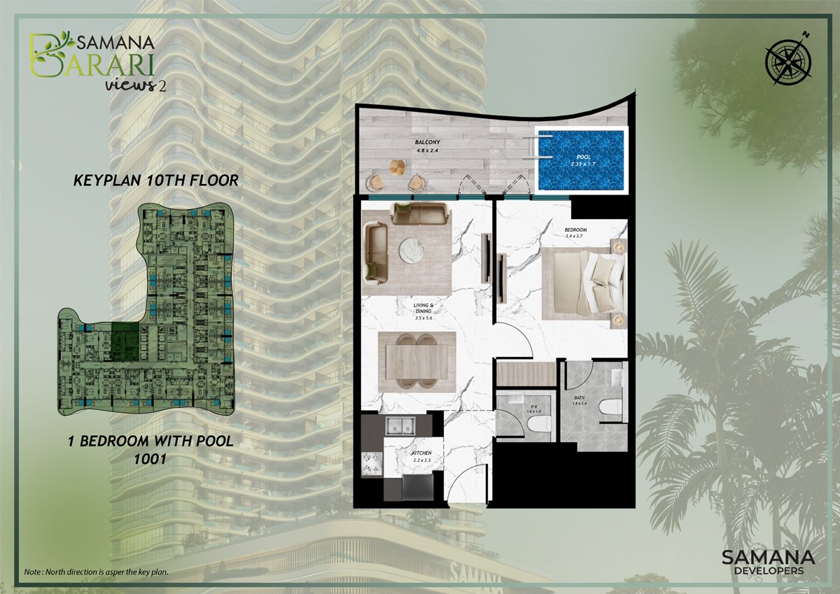 1 Bedroom floor plan