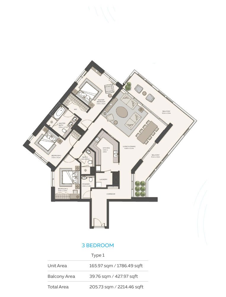 3 Bedroom floor plan