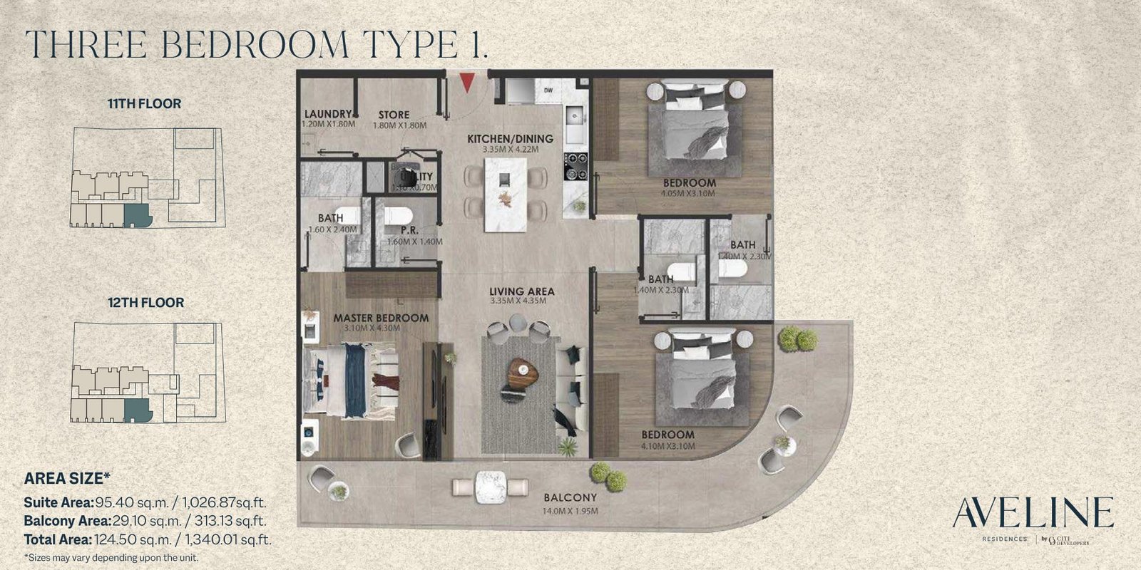 3 Bedrooms floor plan