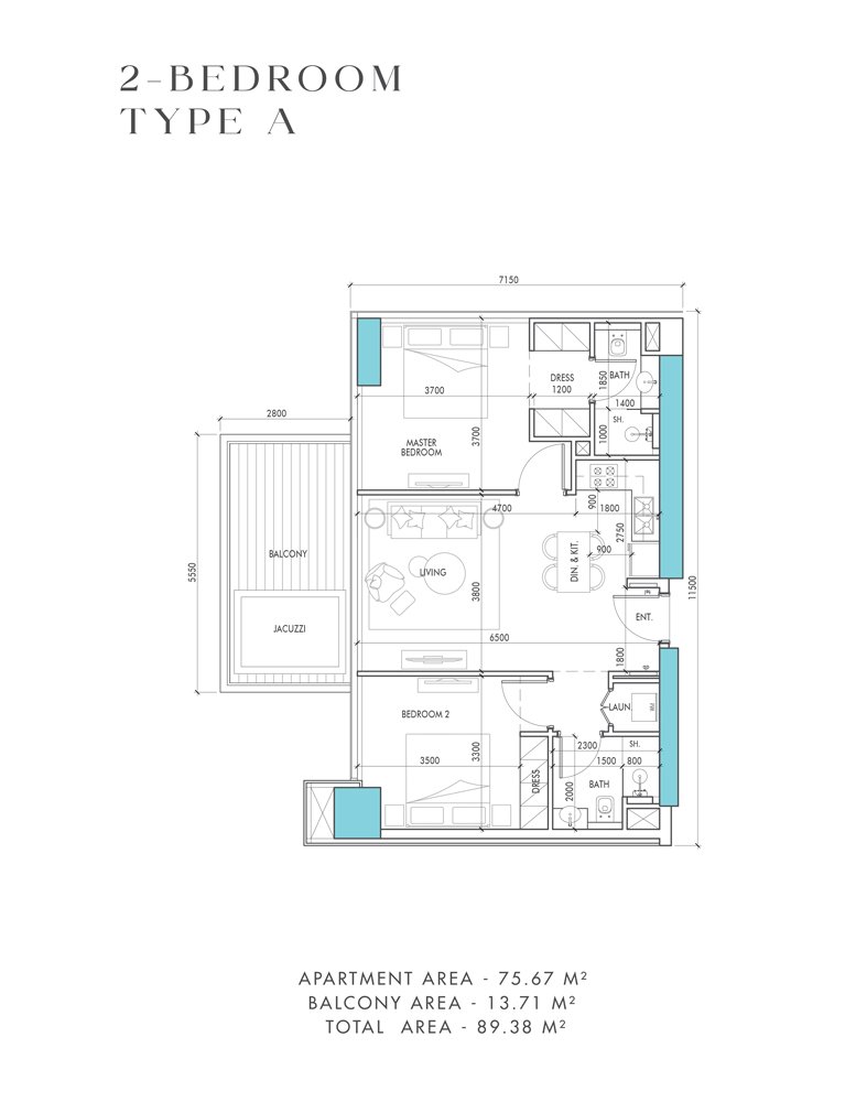 2 Bedroom floor plan