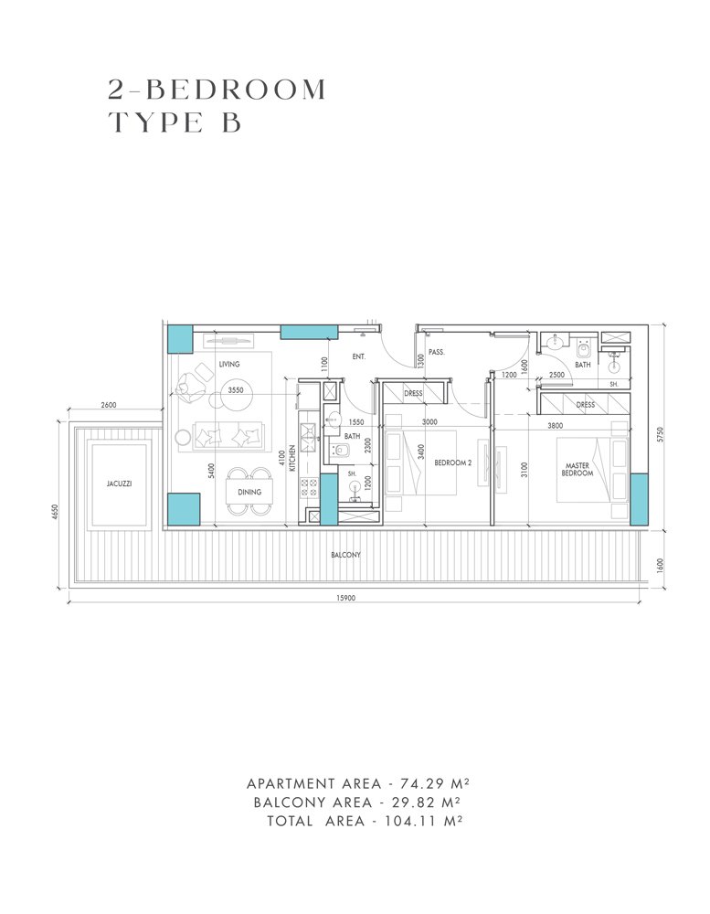 2 Bedroom floor plan