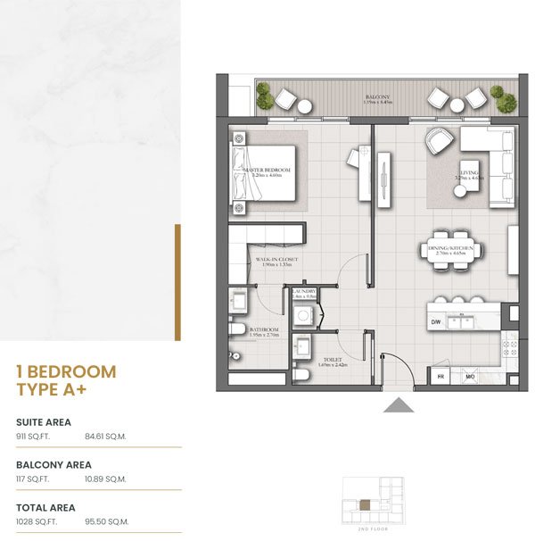 1 Bedroom floor plan