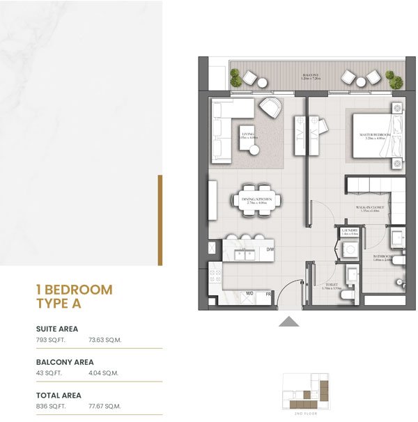 1 Bedroom floor plan
