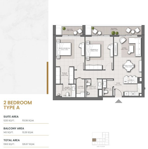 2 Bedroom floor plan