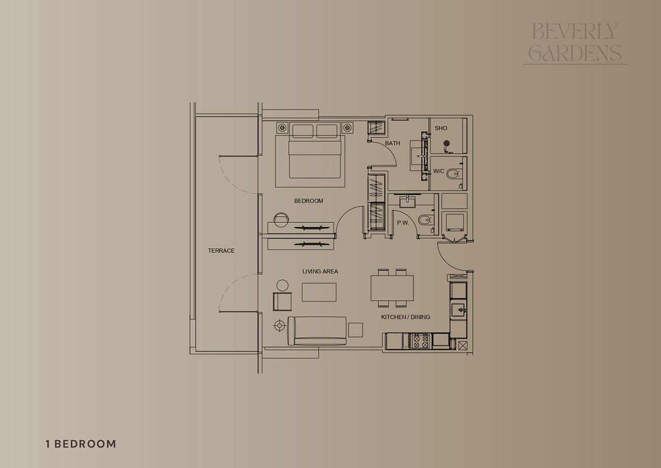 1 Bedroom floor plan