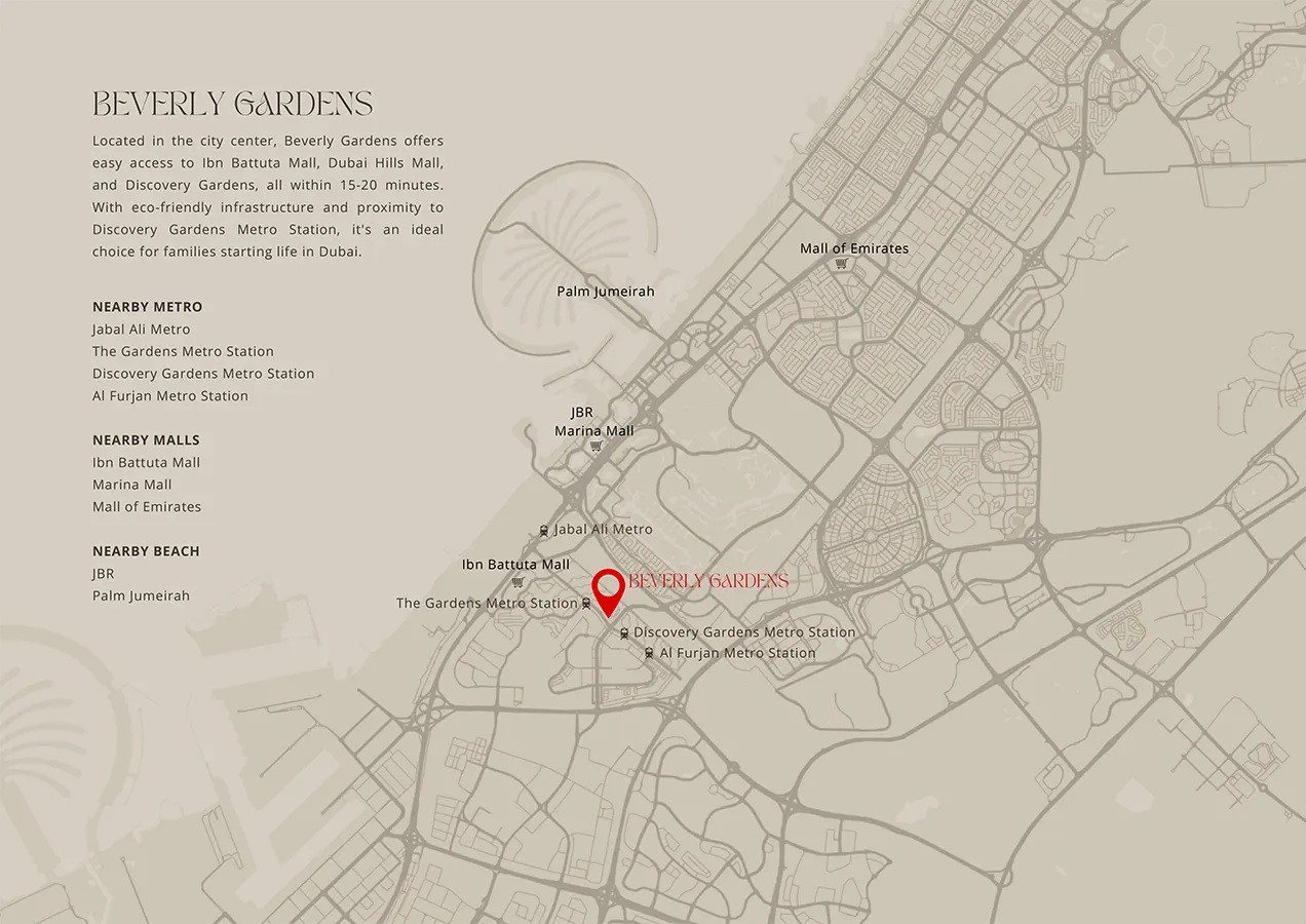 Beverly Gardens location map