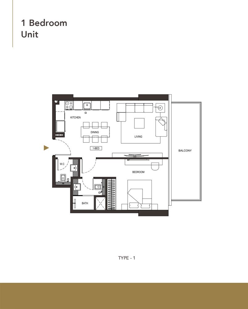 1 Bedroom floor plan
