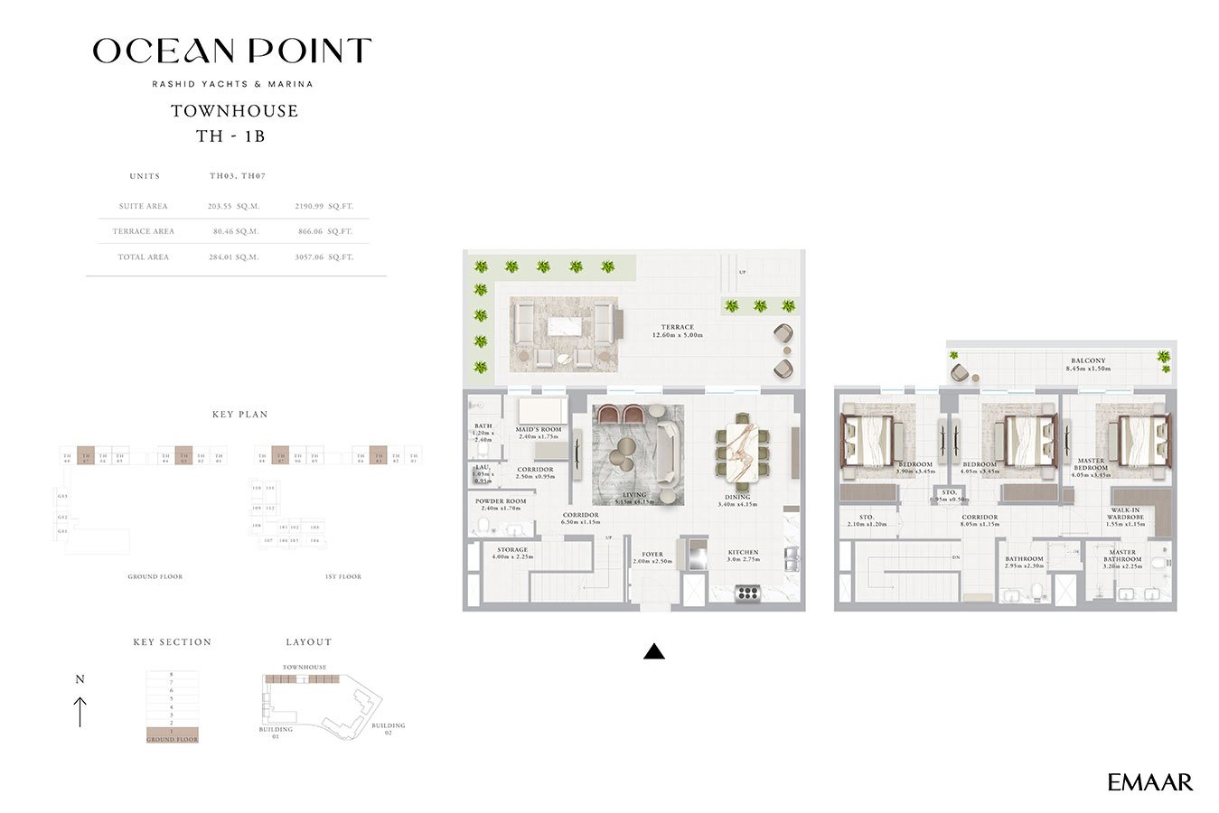 3 Bedrooms + Maid floor plan