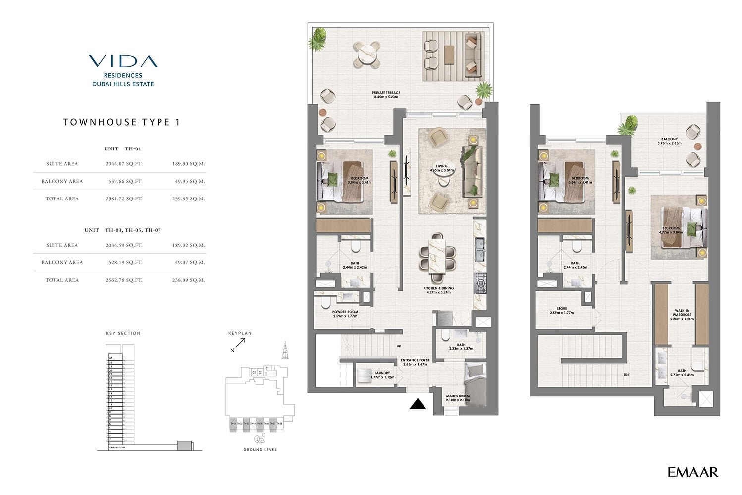 3 Bedrooms + Maid floor plan
