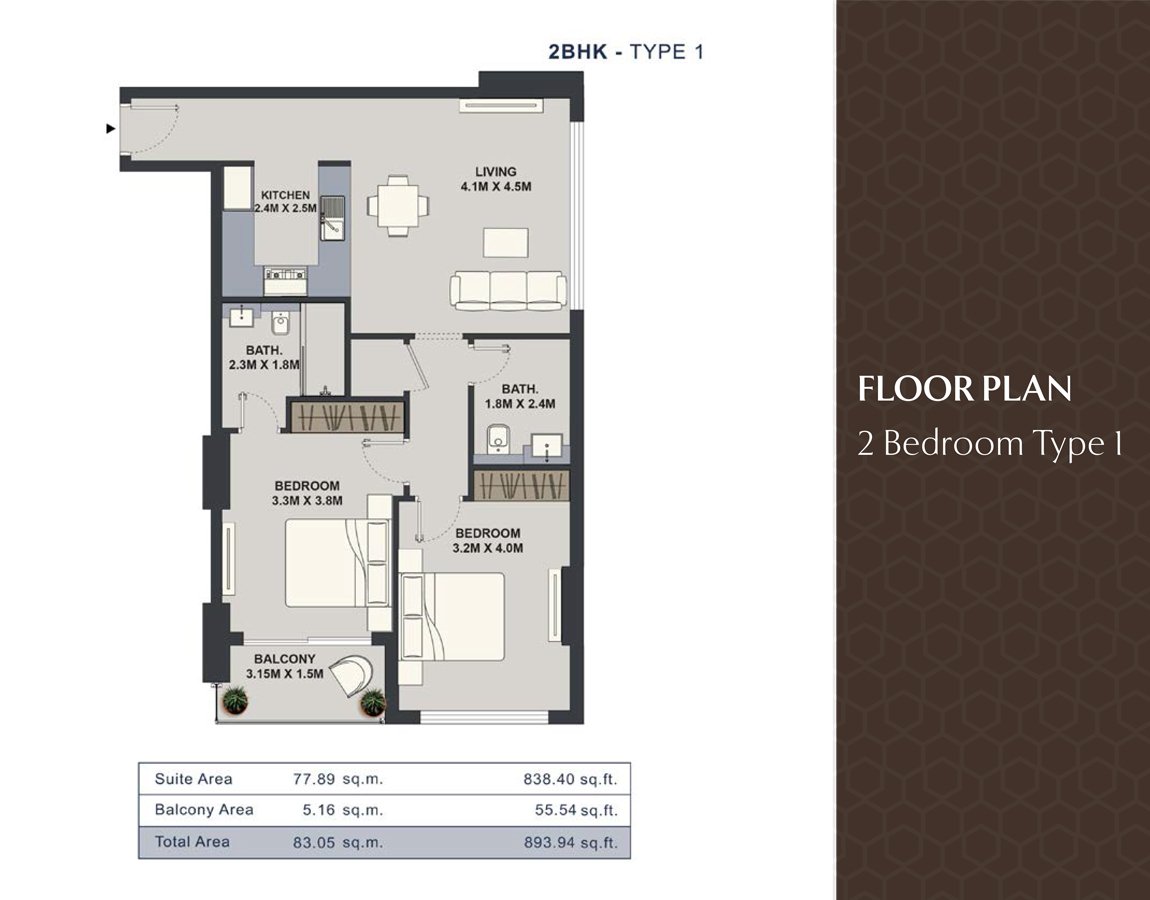2 Bedroom floor plan