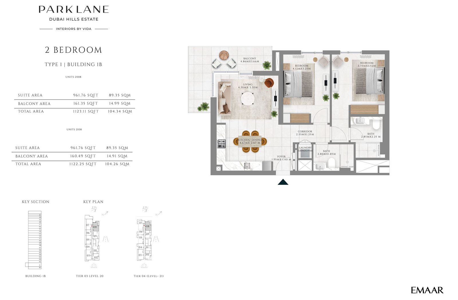 2 Bedrooms floor plan