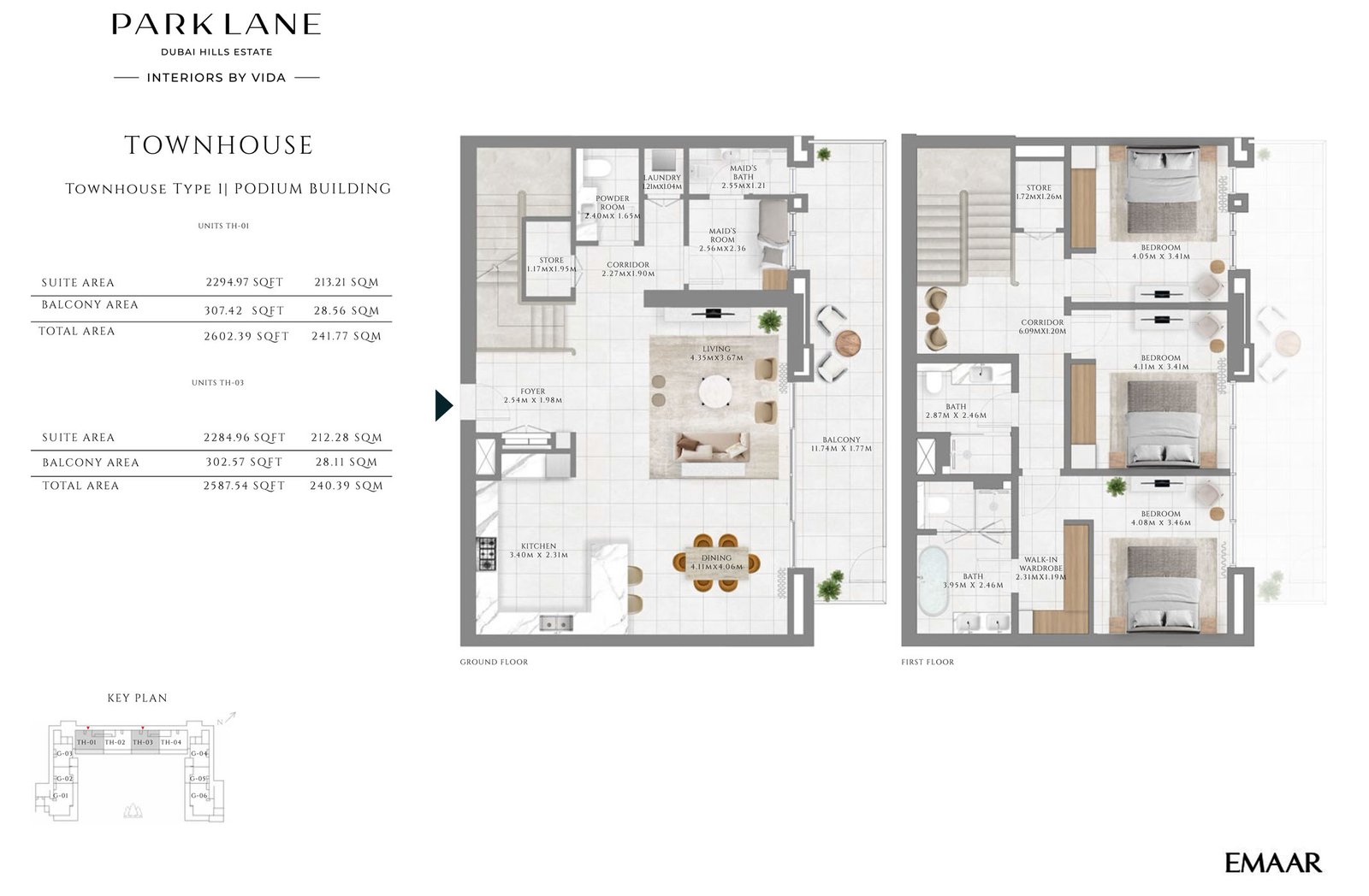 3 Bedrooms + Maid floor plan