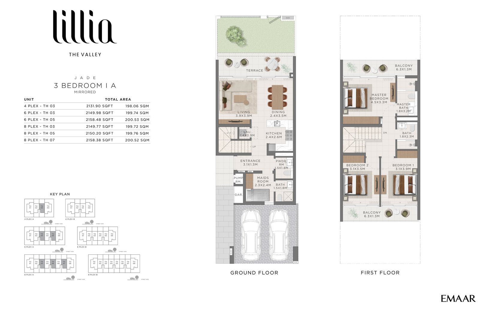 3 Bedrooms + Maid floor plan