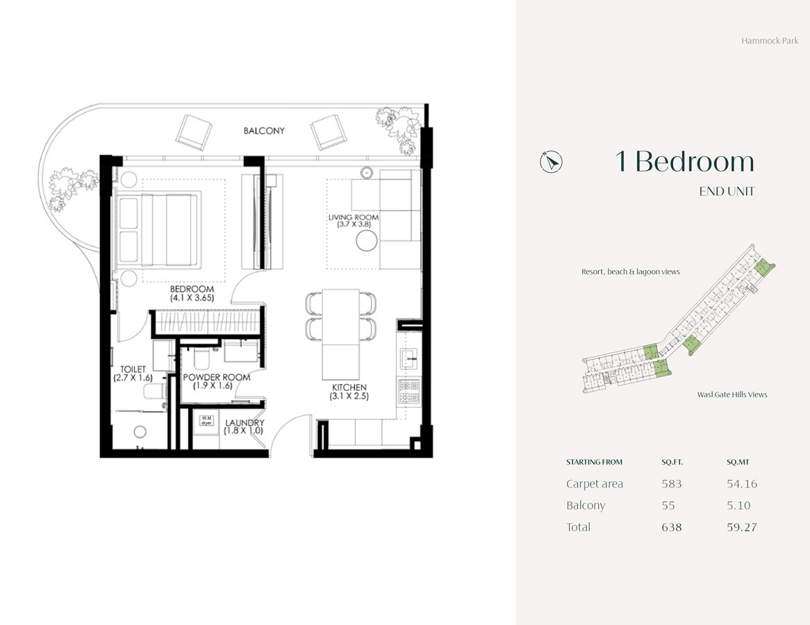 1 Bedroom floor plan