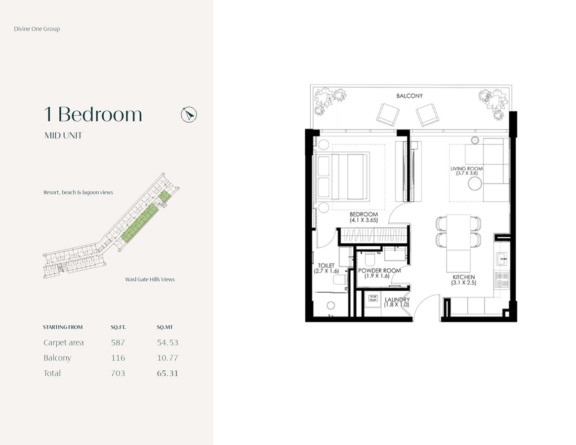 1 Bedroom floor plan