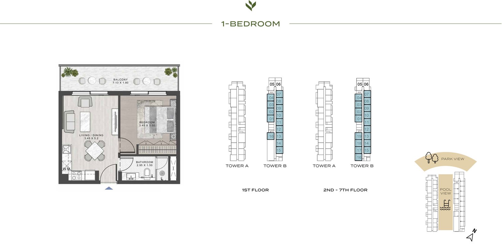 1 Bedroom floor plan