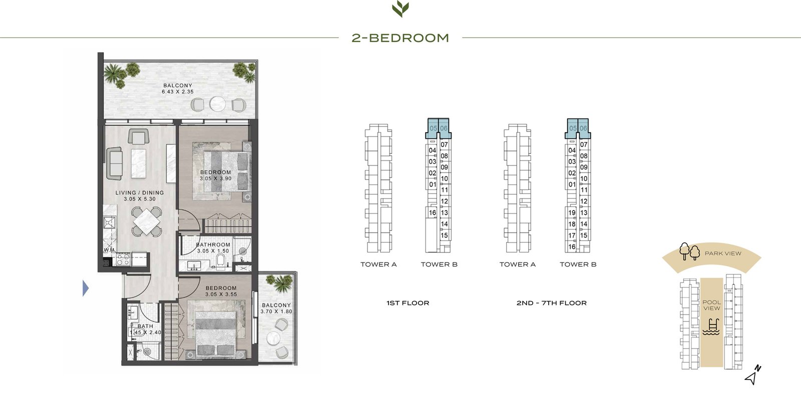 2 Bedroom floor plan