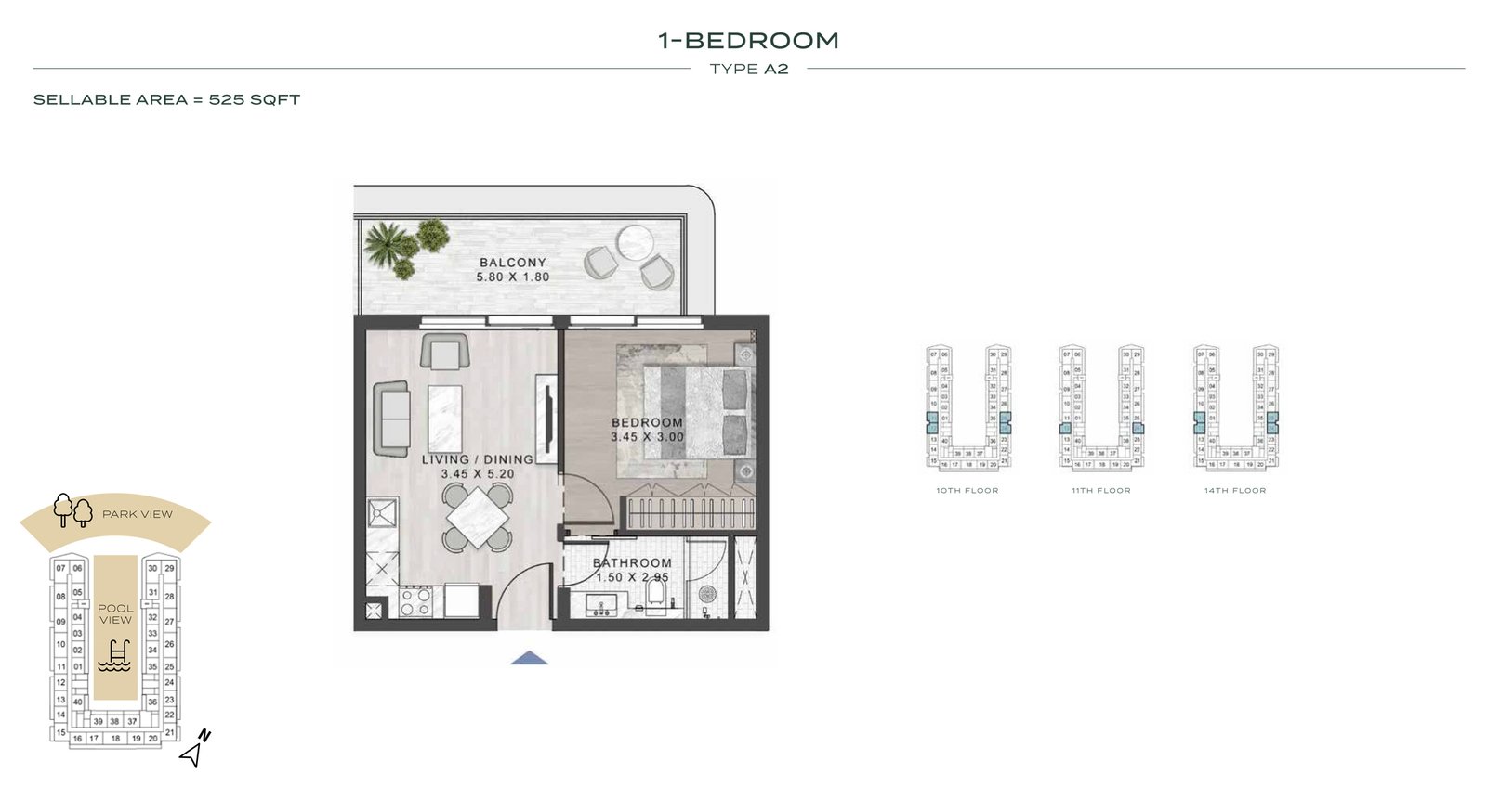 1 Bedroom floor plan