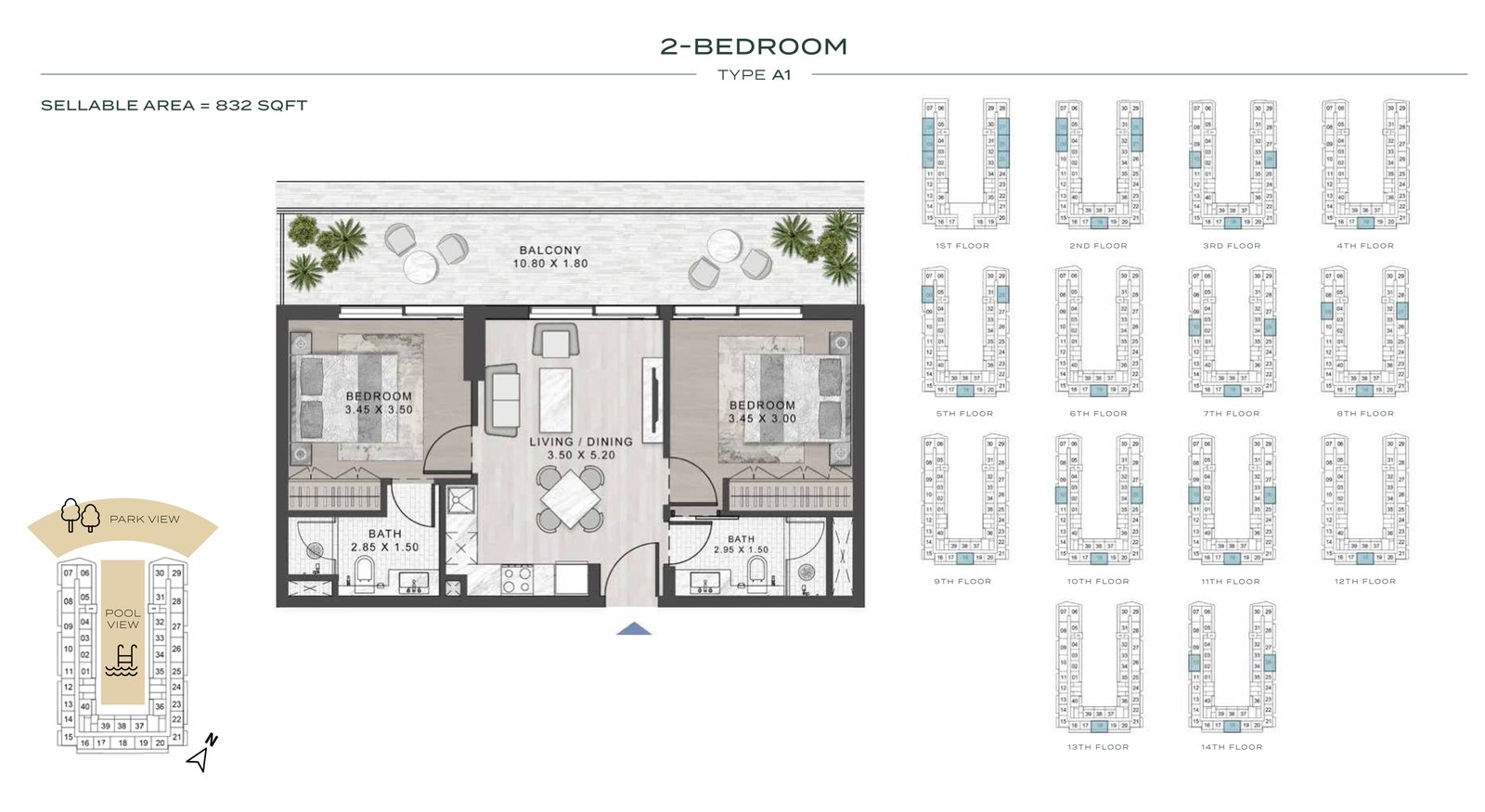 2 Bedroom floor plan