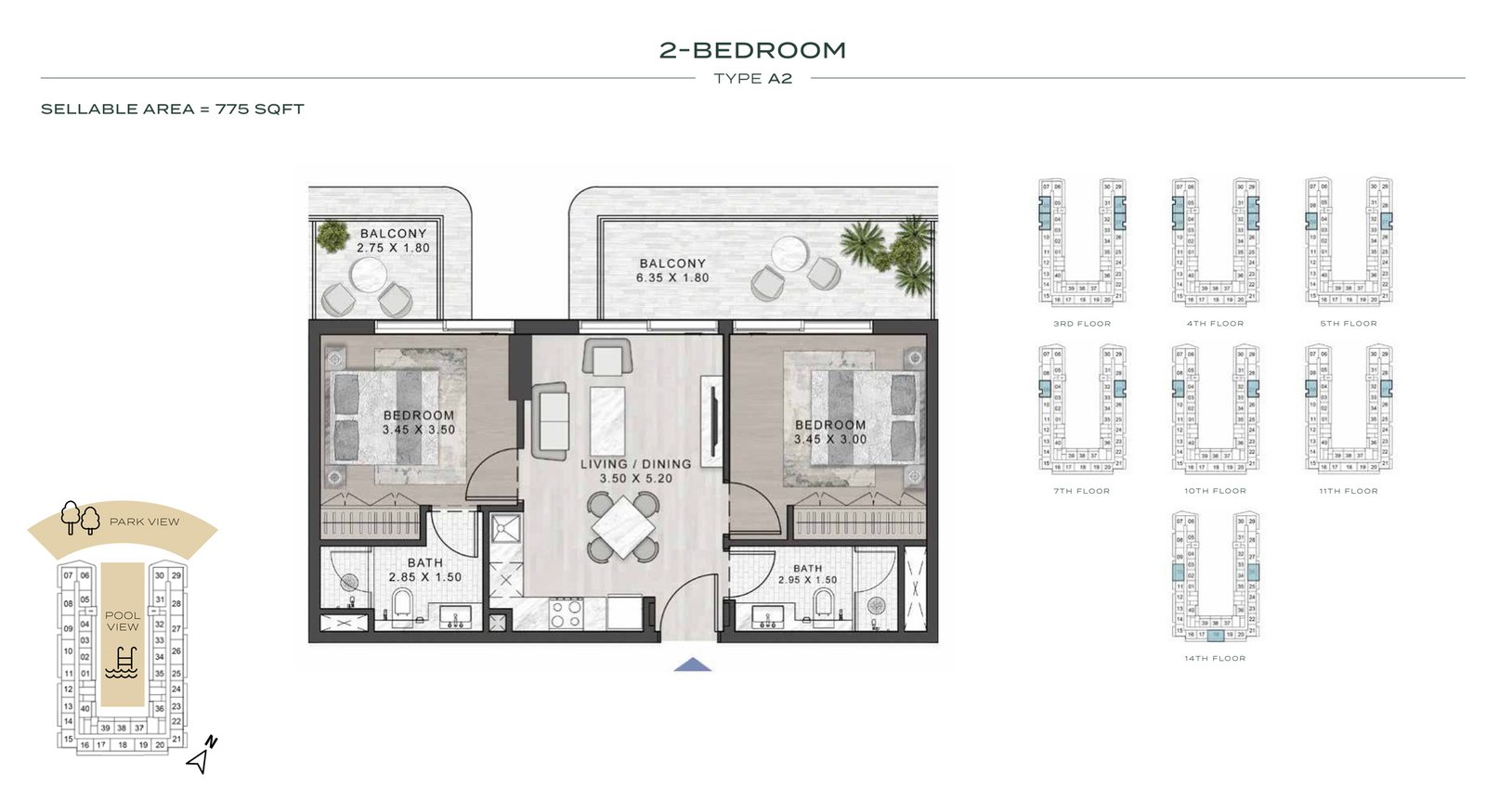 2 Bedroom floor plan