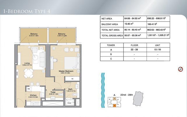 1 Bedroom floor plan