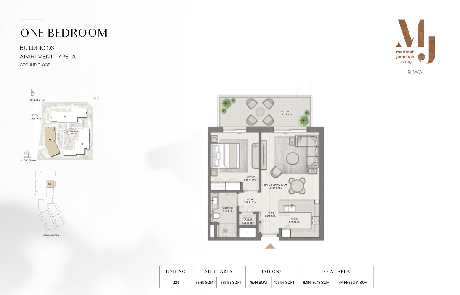 1 Bedroom floor plan