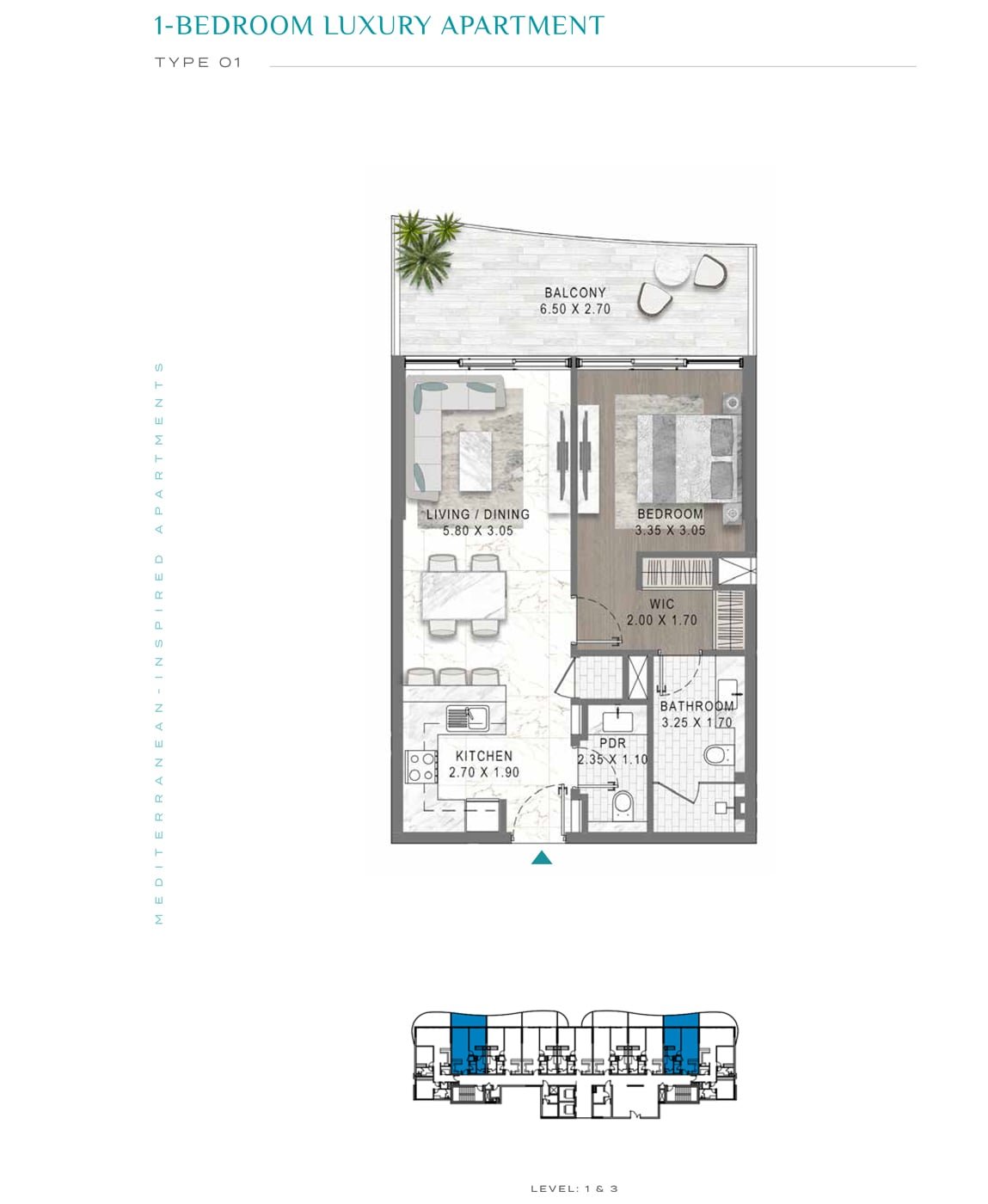 1 Bedroom floor plan