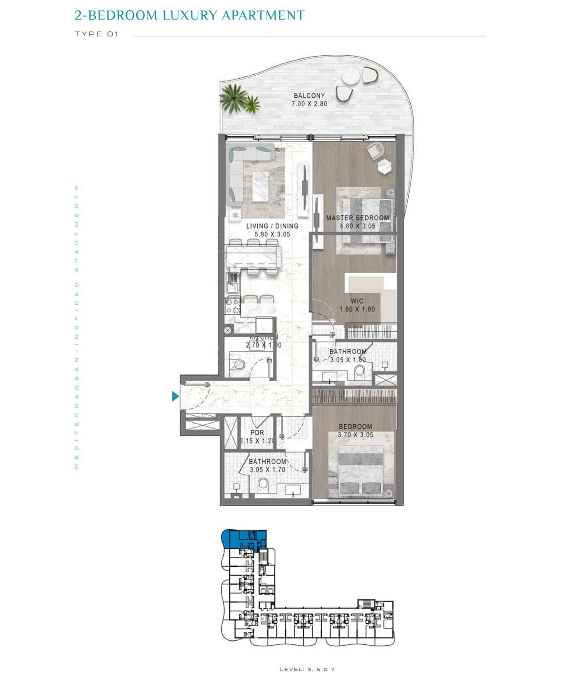 2 Bedrooms floor plan