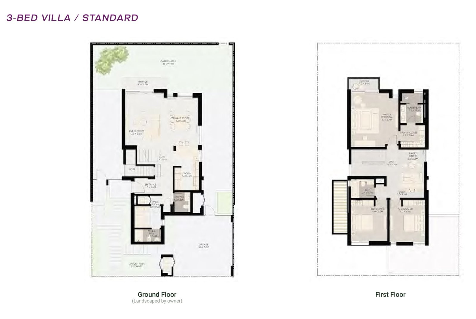 3 Bedrooms + Maid floor plan