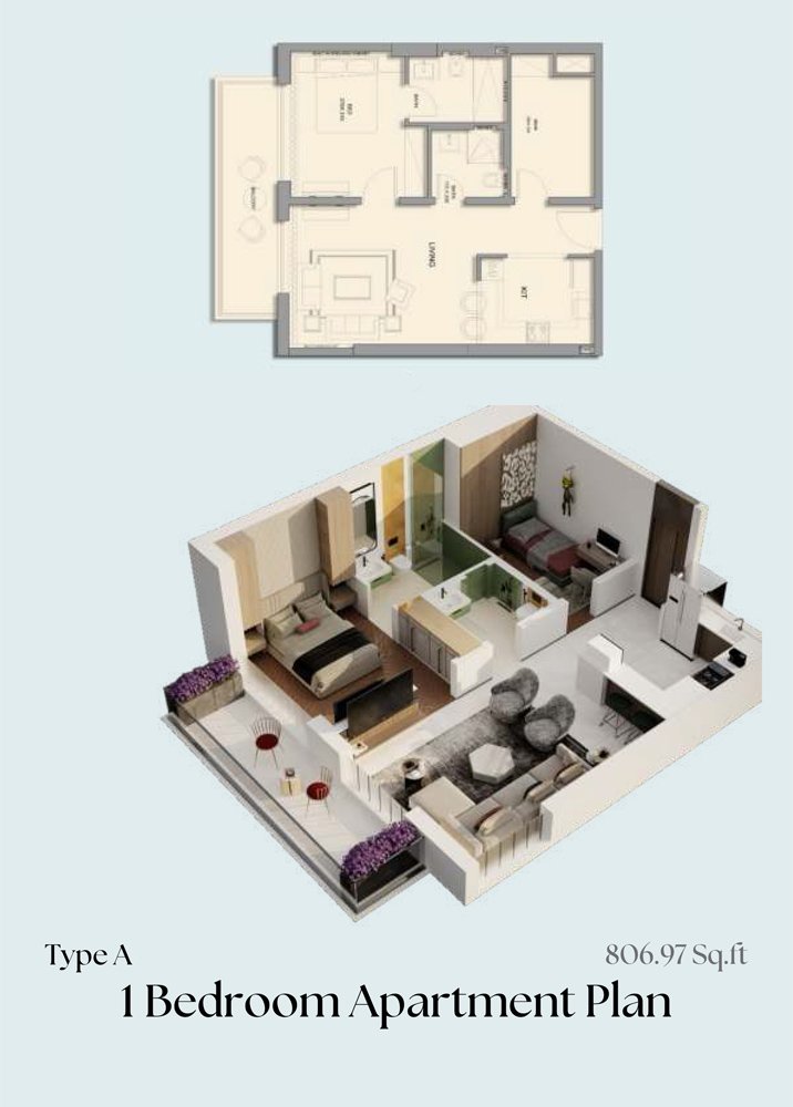 1 Bedroom floor plan