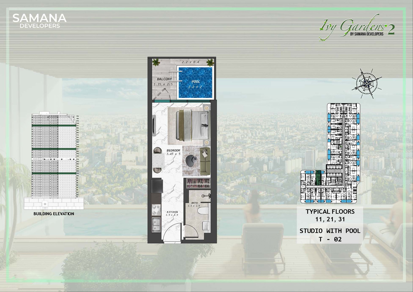 Studio + Pool floor plan