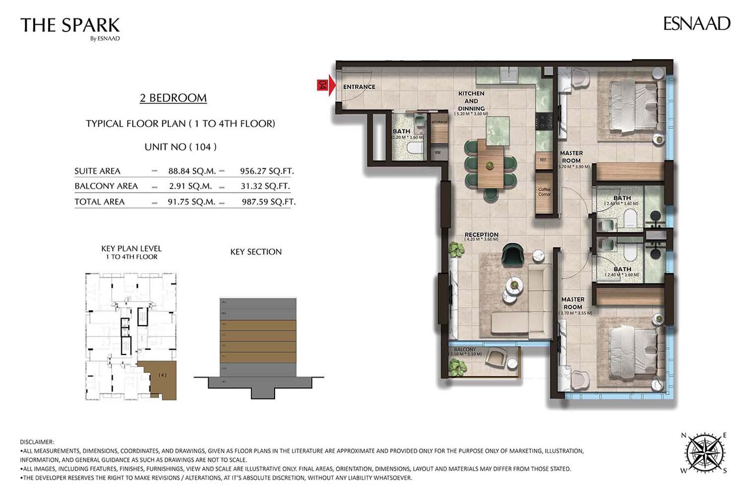 2 Bedrooms floor plan