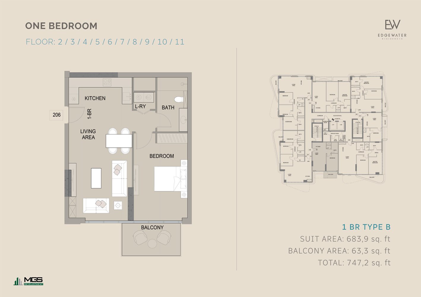 1 Bedroom floor plan