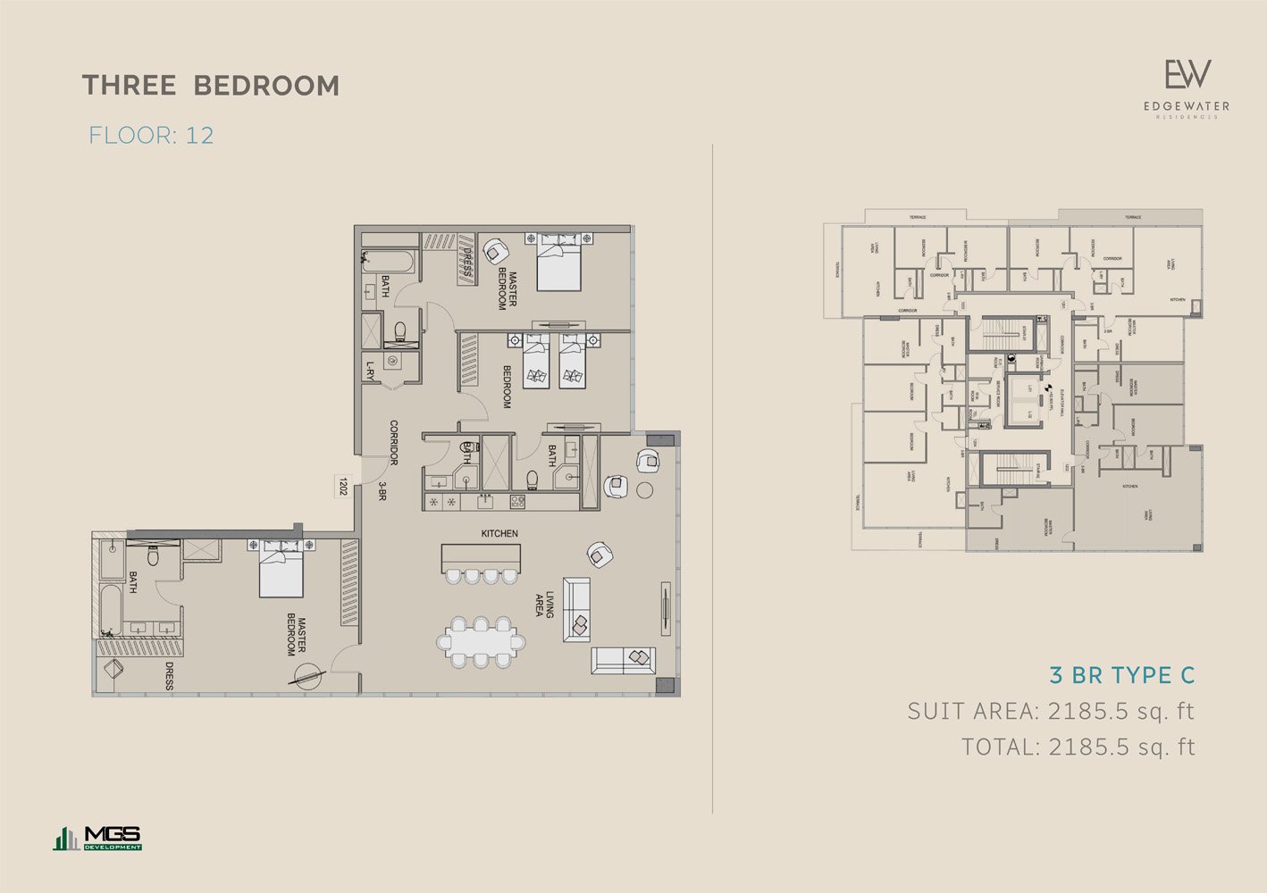 3 Bedroom floor plan
