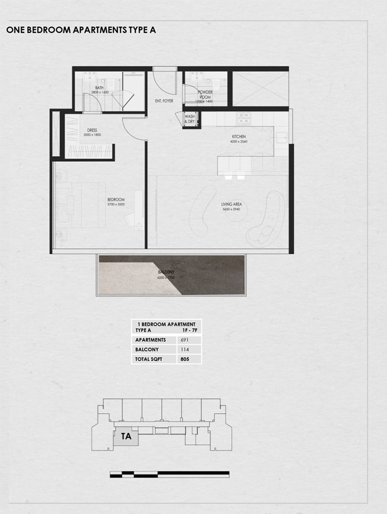 1 Bedroom floor plan