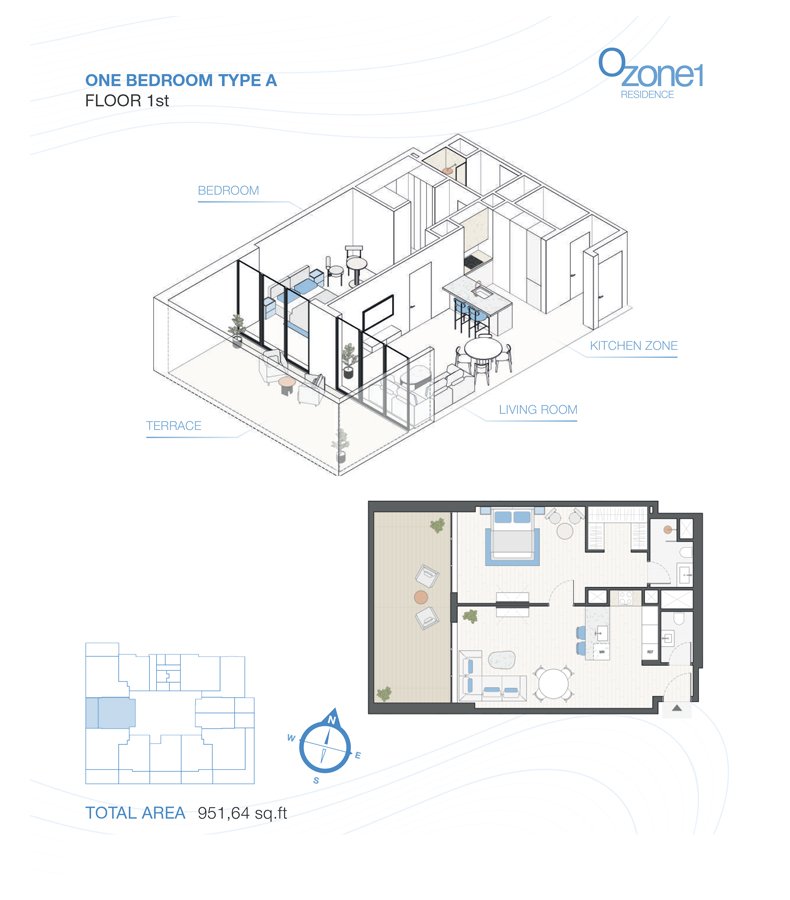 1 Bedroom floor plan