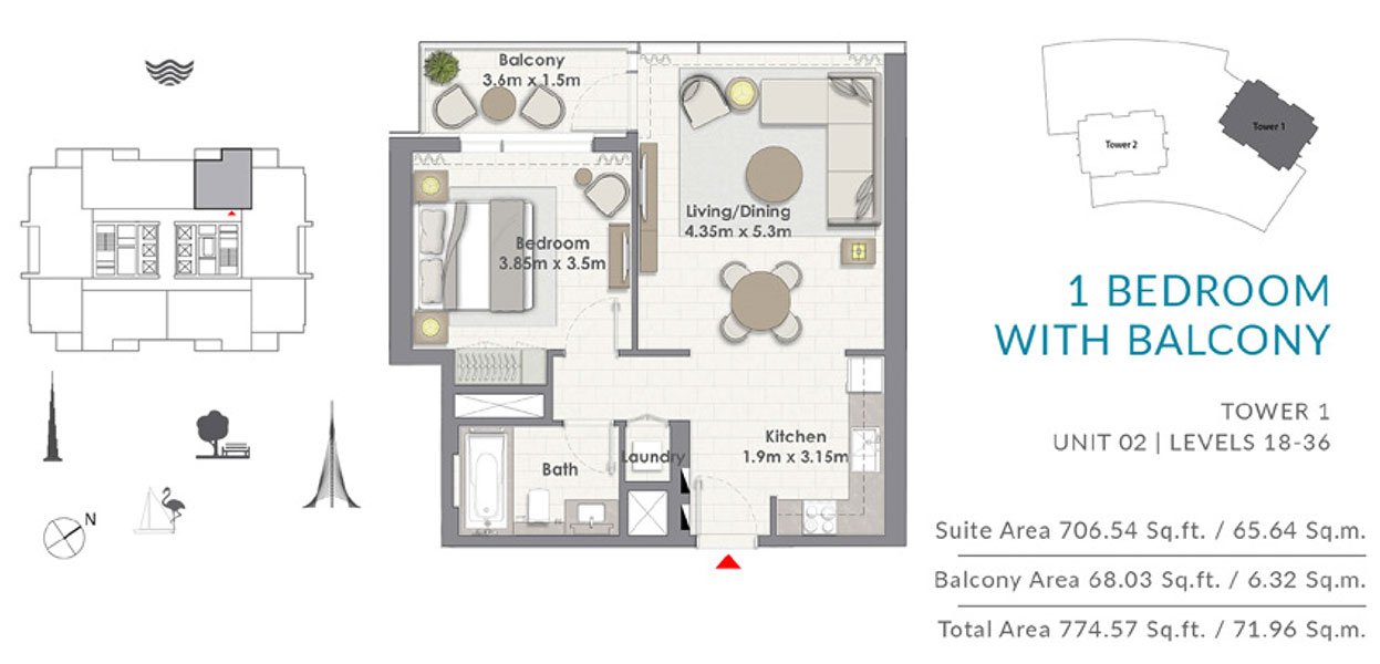 1 Bedroom floor plan