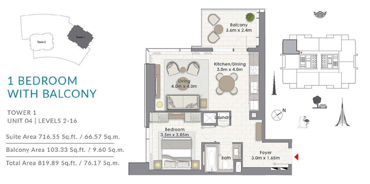1 Bedroom floor plan