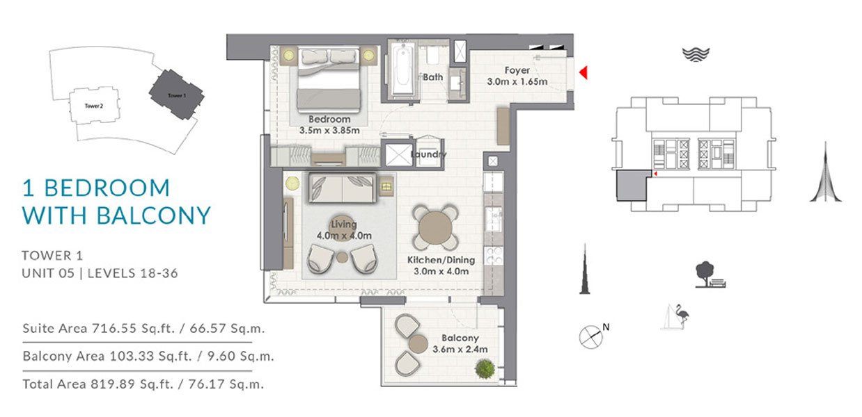 1 Bedroom floor plan