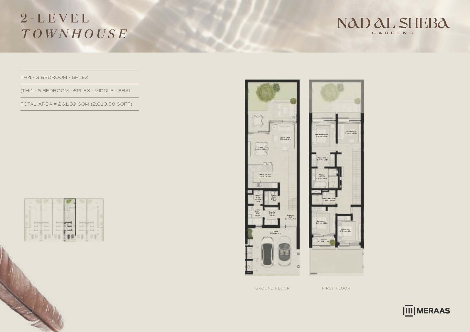 3 Bedrooms + Maid floor plan