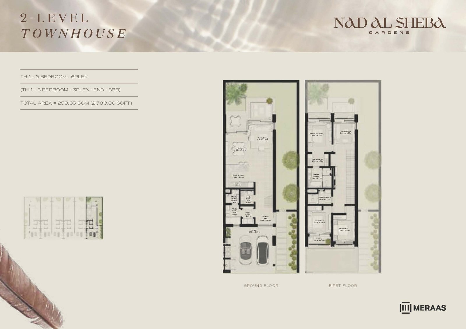 3 Bedrooms + Maid floor plan